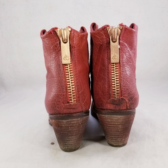 SAM EDELMAN WOMEN ANKLE BOOGS BACK ZIPPER RED LEATHER SIZE 6 M - Picture 2 of 10